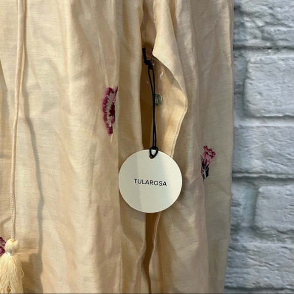 NWT Tularosa Women's XS Cream Blythe Mini Dress Cream Pink Embroidered - Picture 11 of 16